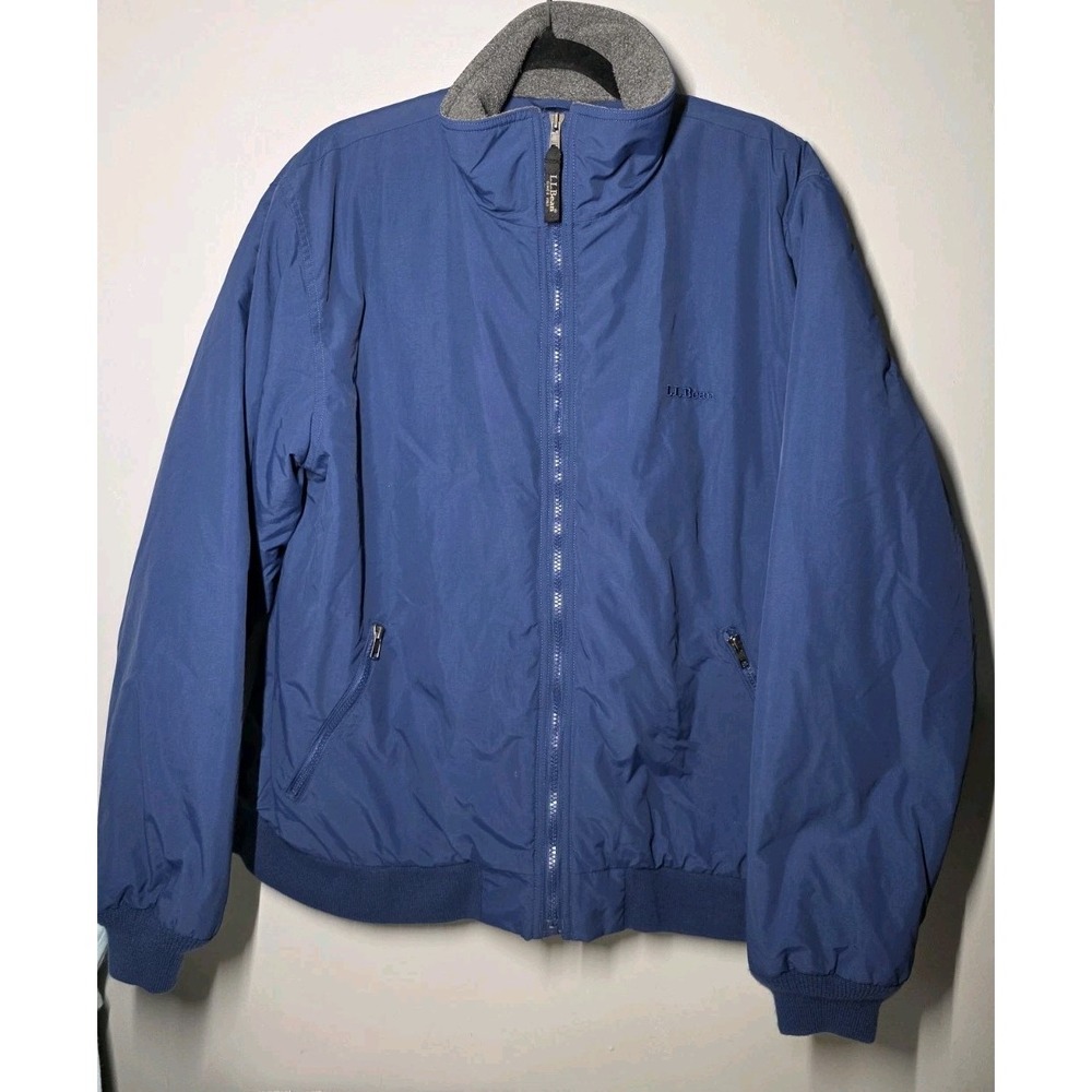 L.L.Bean Men's Warm Up Jacket Fleece Lined Blue Size Large